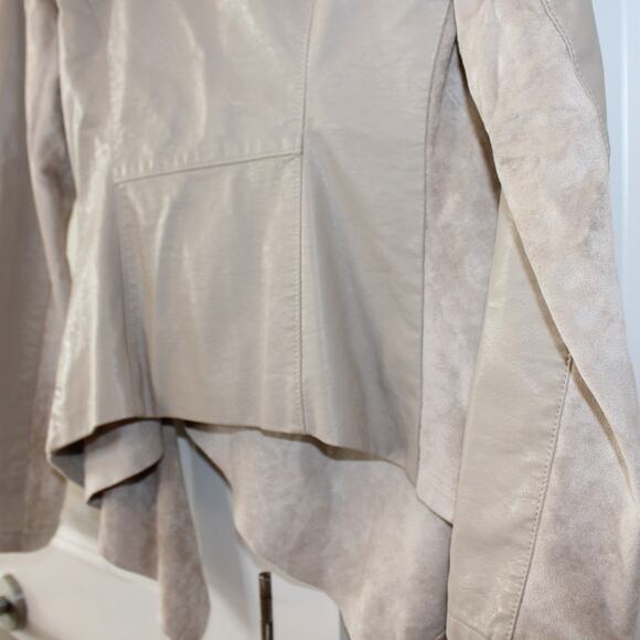 BLANK NYC Mixed Media Faux Leather Suede Moto Jacket Light Beige | Small - Picture 10 of 11
